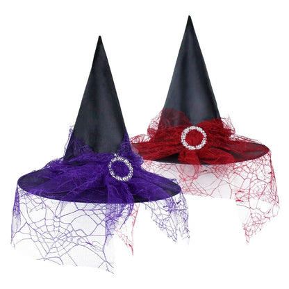 Halloween Witch Hat Gauze Costume Headwear for Adults & Children