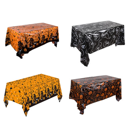 Halloween Tablecloth Disposable Plastic Pumpkin Spider Web Bat Cover