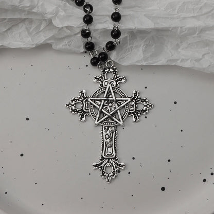 Gothic Pendant Necklace, Y2K Beaded Heart Design for Unisex Style