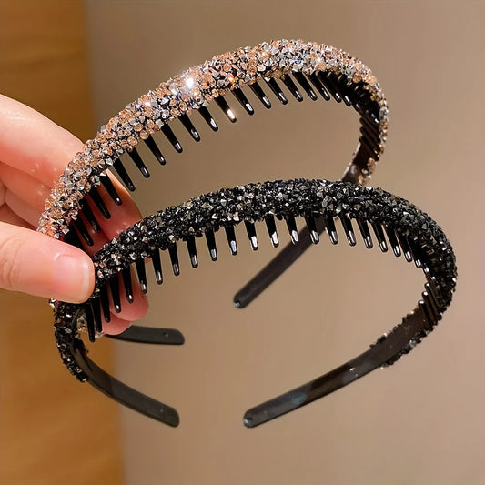 Rhinestone Headbands for Girls, Non-Slip Toothed Hair Bands