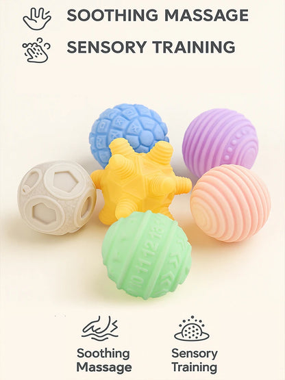 Baby Sensory Balls Set of 6 Textured Teething Toys for Infants