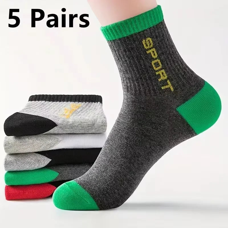 Men's Crew Socks Breathable Cotton Sports Socks 5/10 Pairs