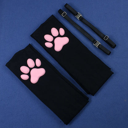 Over the Knee Socks Women's Stretch Cat Paw Thigh High Socks