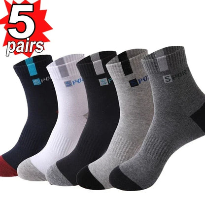 Men's Crew Socks Breathable Cotton Sports Socks 5/10 Pairs