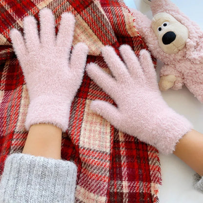 Women's Winter Gloves, Plush Warm Mittens for Outdoor Use