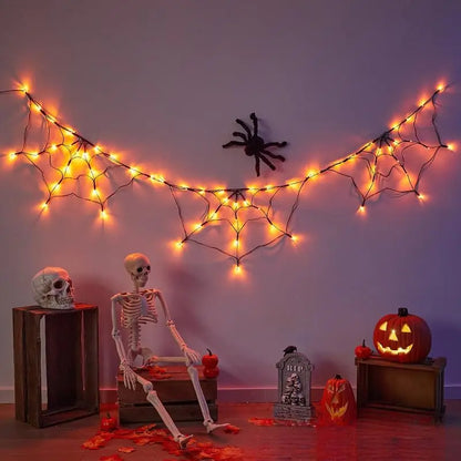 Halloween Spider Web Lights, Colorful LED String Decoration