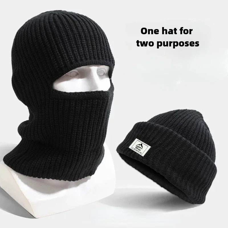 Winter Balaclava Hat 2-in-1 Knitted Face Mask Beanie