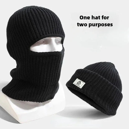 Winter Balaclava Hat 2-in-1 Knitted Face Mask Beanie