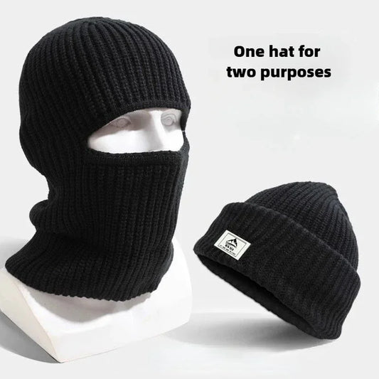 Winter Balaclava Hat 2-in-1 Knitted Face Mask Beanie