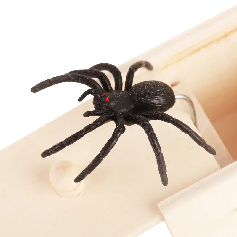 Spider Prank Toy with Wooden Box for Halloween Parties