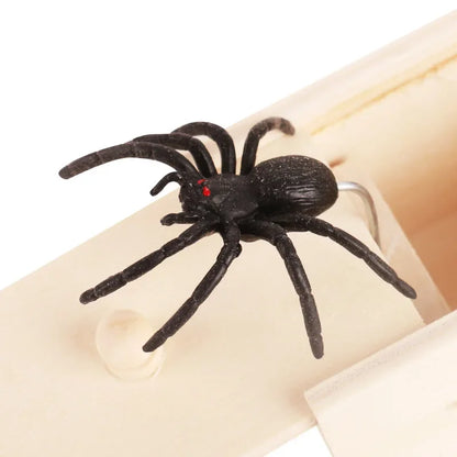 Spider Prank Toy with Wooden Box for Halloween Parties