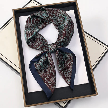 Women’s Square Scarf 70x70cm – Silk Feel Printed Hair Wrap