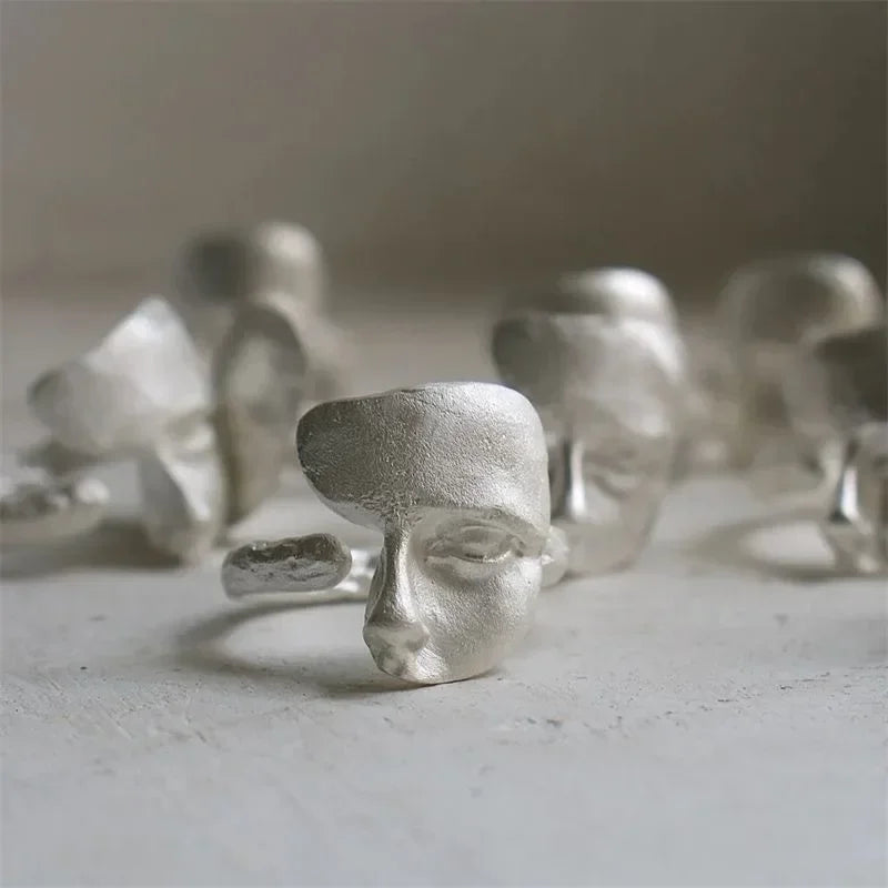 Gothic Face Ring – Adjustable Masked Face Open Ring