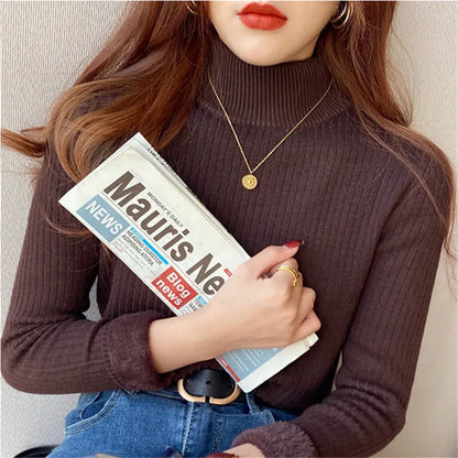 Women's Turtleneck Sweater – Thick Fleece Lined Thermal Knit Top