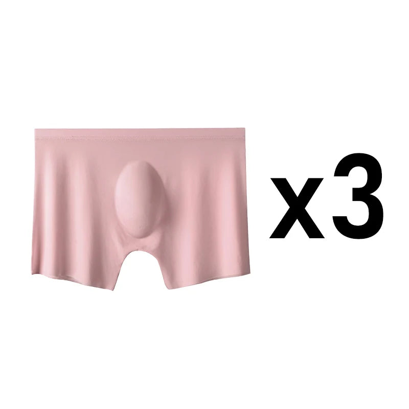 Men's Boxer Briefs Seamless Ice Silk Summer Underwear 3-Pack