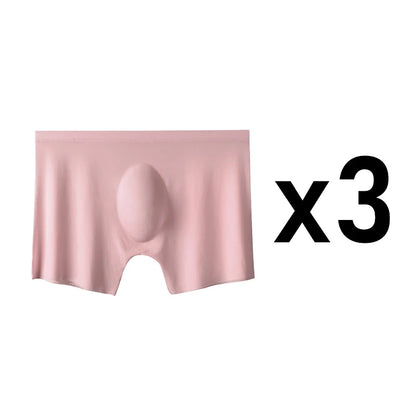 Men's Boxer Briefs Seamless Ice Silk Summer Underwear 3-Pack
