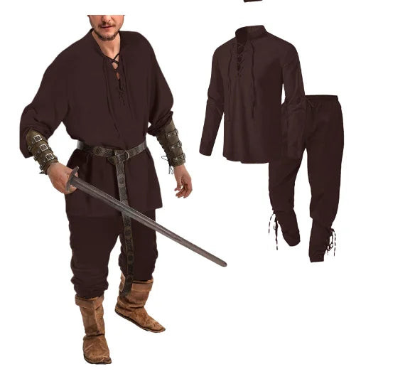 Medieval Costume for Men – Renaissance Pirate Shirt & Pants Set