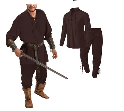 Medieval Costume for Men – Renaissance Pirate Shirt & Pants Set