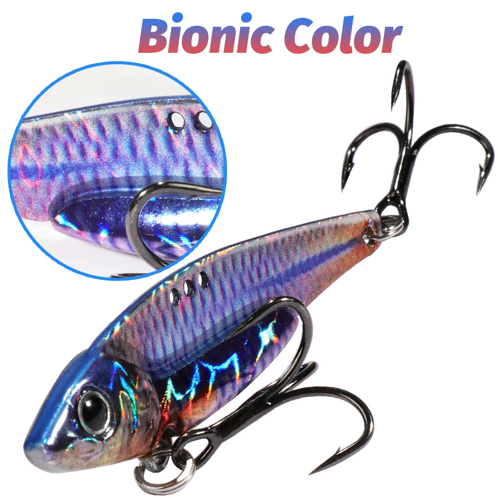 Vibration Fishing Lure Sinking Blade Bait with Treble Hook