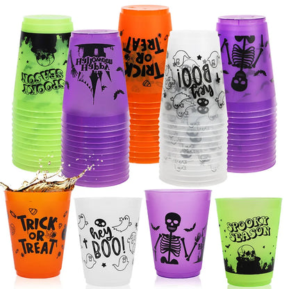 Halloween Drinking Cups, Skull Plastic Party Cups for Halloween