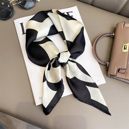 Women's Square Scarf, 70×70cm Printed Satin-Style Headscarf