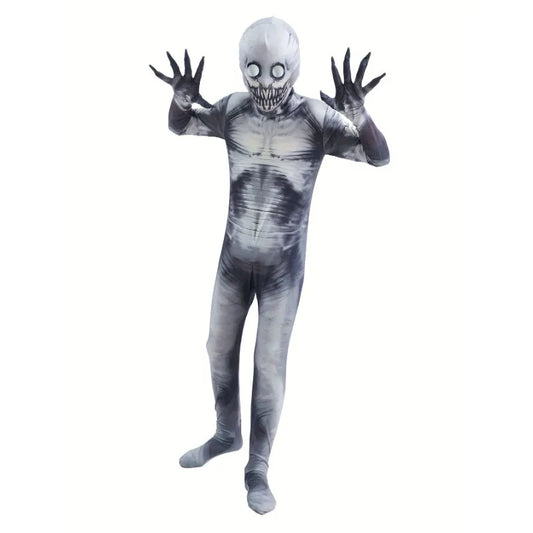 Kids Grim Reaper Costume, Halloween Skeleton Jumpsuit with Hat