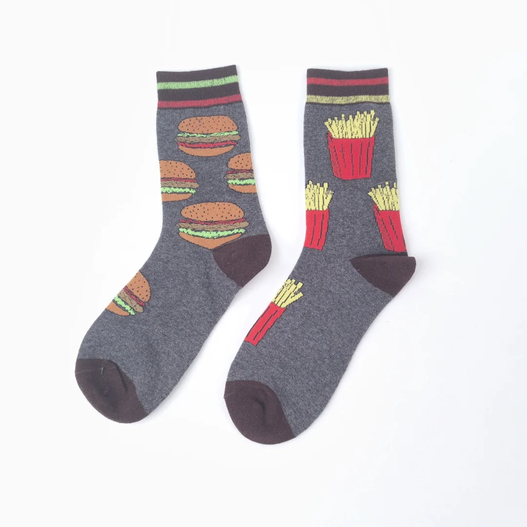 Funny Socks Unisex Tomato Ketchup & French Fry Mid-Calf Pair