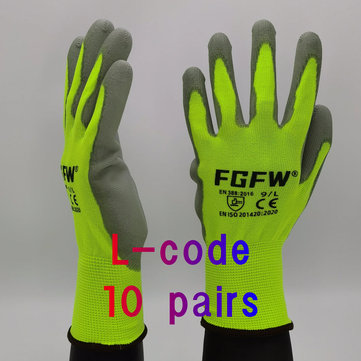 PU Coated Work Gloves Lightweight Anti-Slip Safety Gloves 10 Pairs