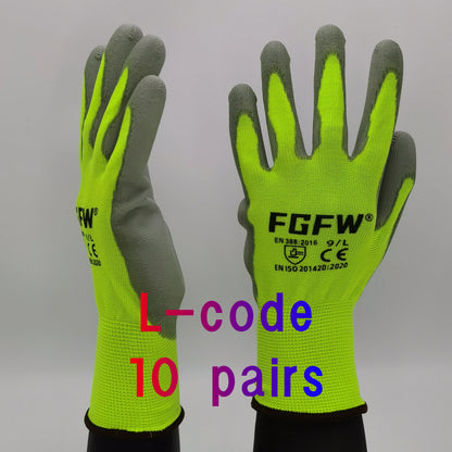 PU Coated Work Gloves Lightweight Anti-Slip Safety Gloves 10 Pairs