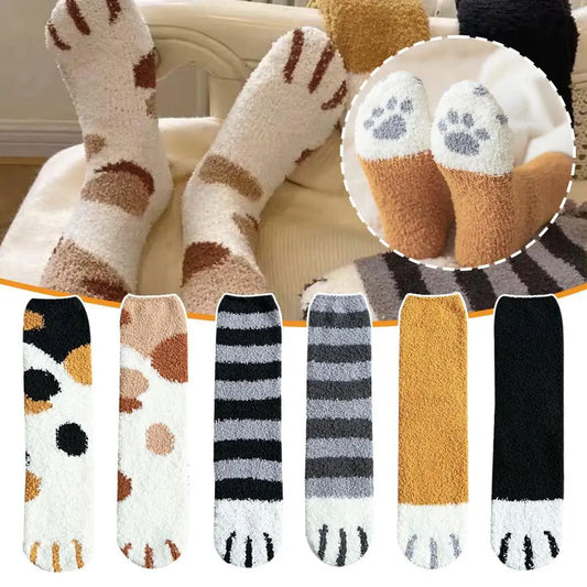 Fuzzy Socks for Women – Warm Cat Paw Winter Socks