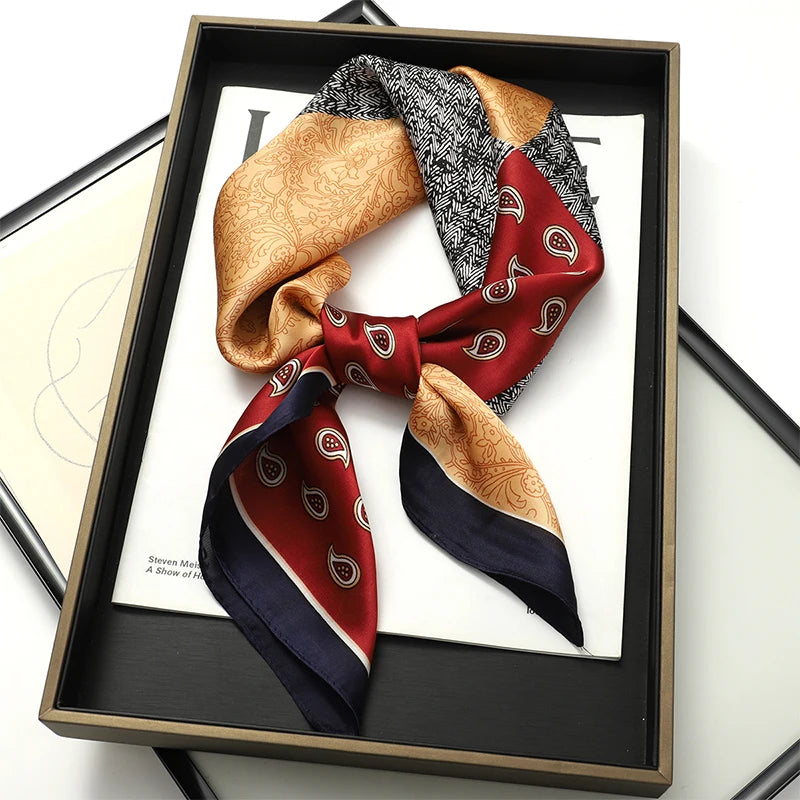 Women's Square Scarf 70x70cm Satin Print Wrap