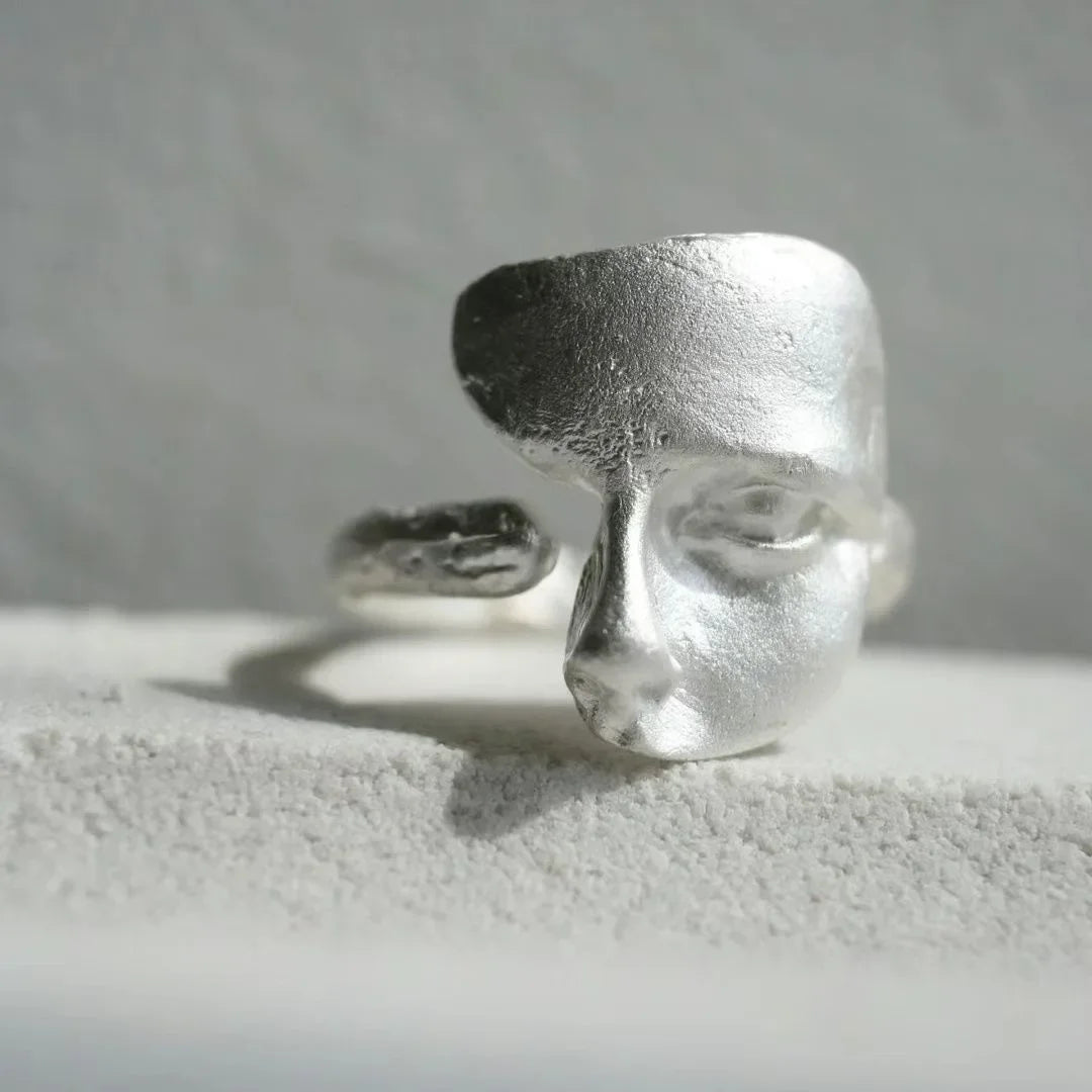 Gothic Face Ring – Adjustable Masked Face Open Ring
