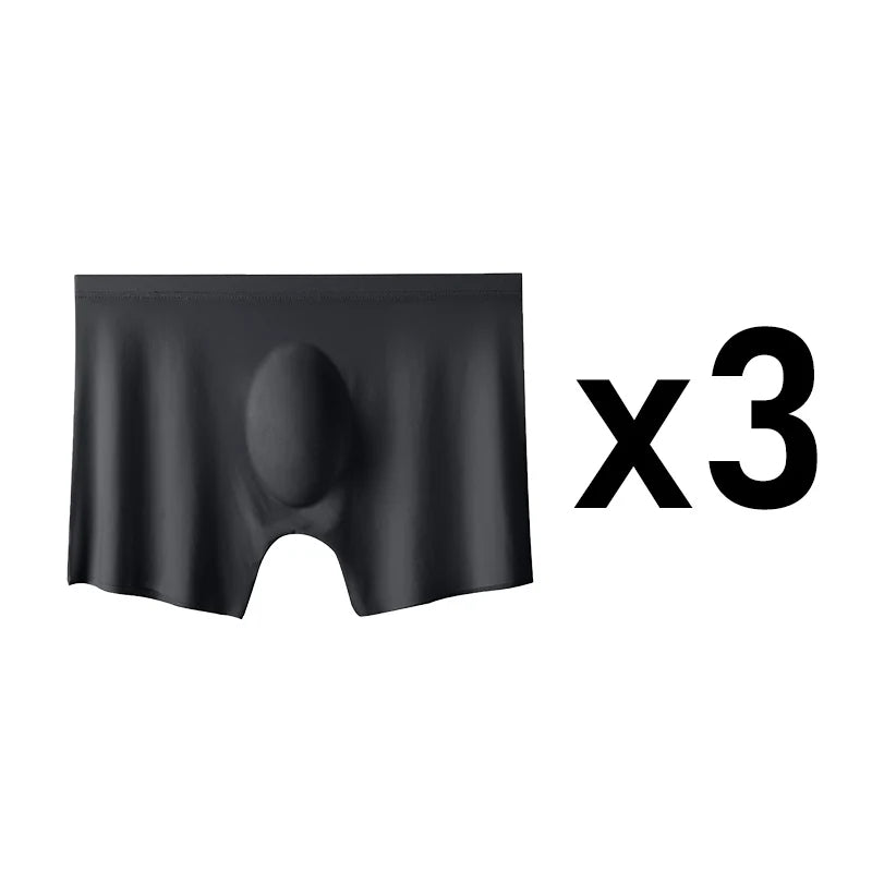 Men's Boxer Briefs Seamless Ice Silk Summer Underwear 3-Pack