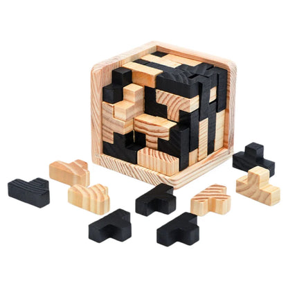 Wooden 3D Puzzle, Interlocking Brain Teaser Toy for Kids