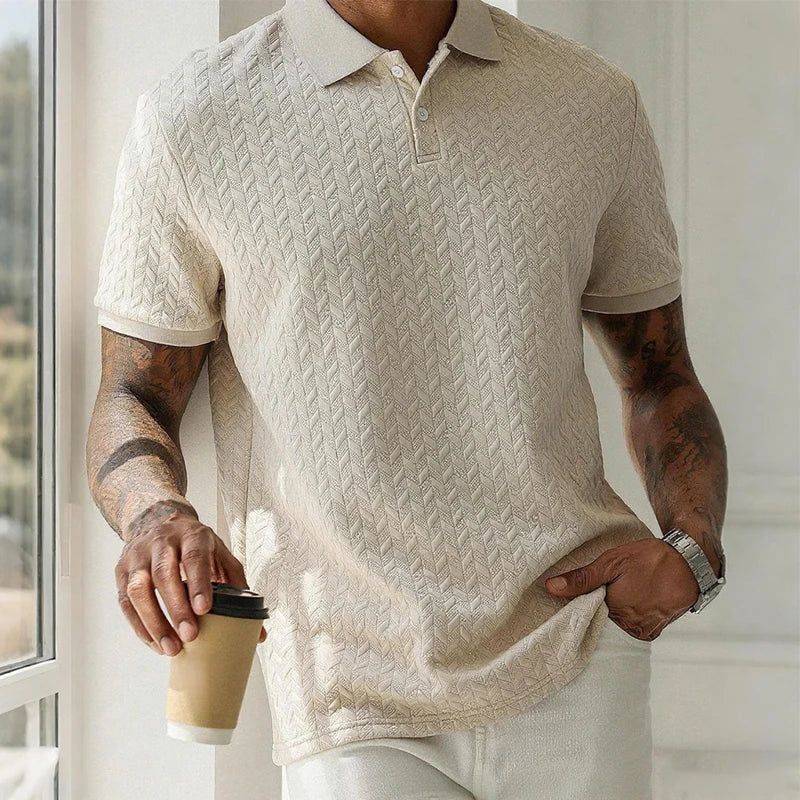 Men's Polo Shirt Short Sleeve Breathable Solid Color Casual Top