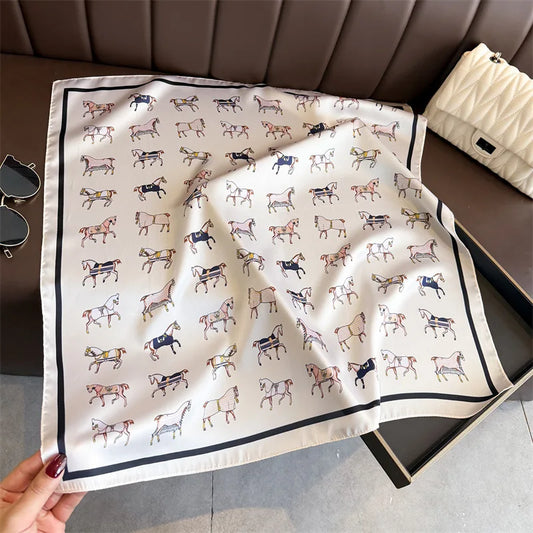 Women's Square Scarf, 70×70cm Printed Satin-Style Headscarf