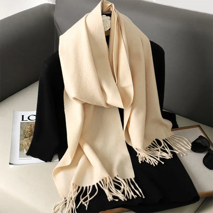 Women's Winter Scarf Warm Long Pashmina Shawl with Tassels