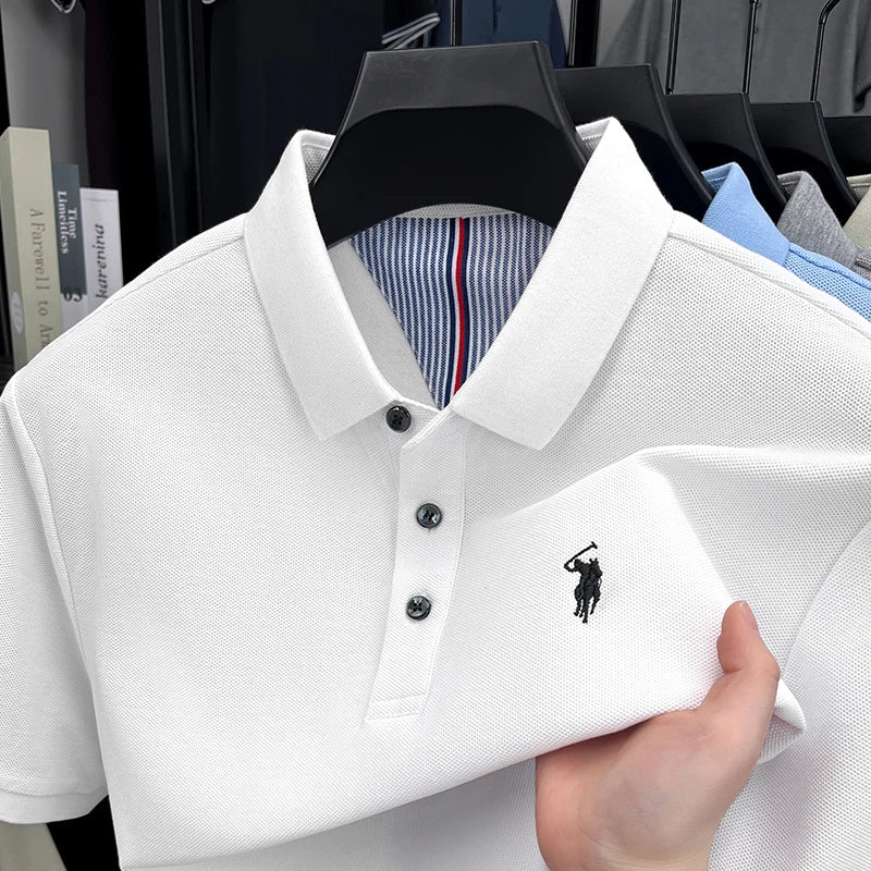 Men’s Cotton Polo Shirt – Embroidered Casual Golf Top