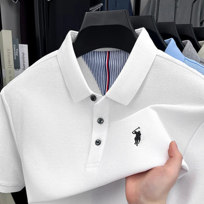 Men’s Cotton Polo Shirt – Embroidered Casual Golf Top