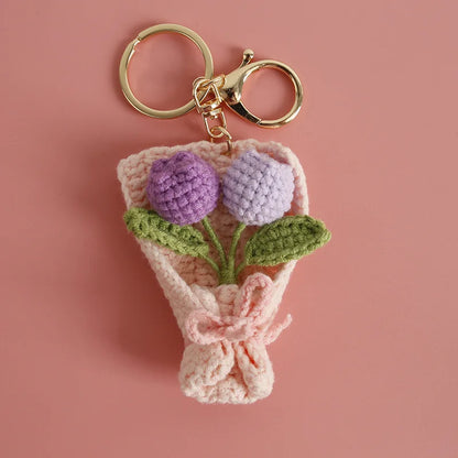 Flower Keychain Cute Crochet Floral Keyring for Bags and Gifts
