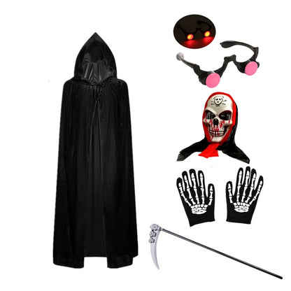 Grim Reaper Halloween Costume, Hooded Robe with Scythe