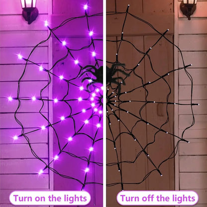 Halloween Spider Web Lights, Colorful LED String Decoration