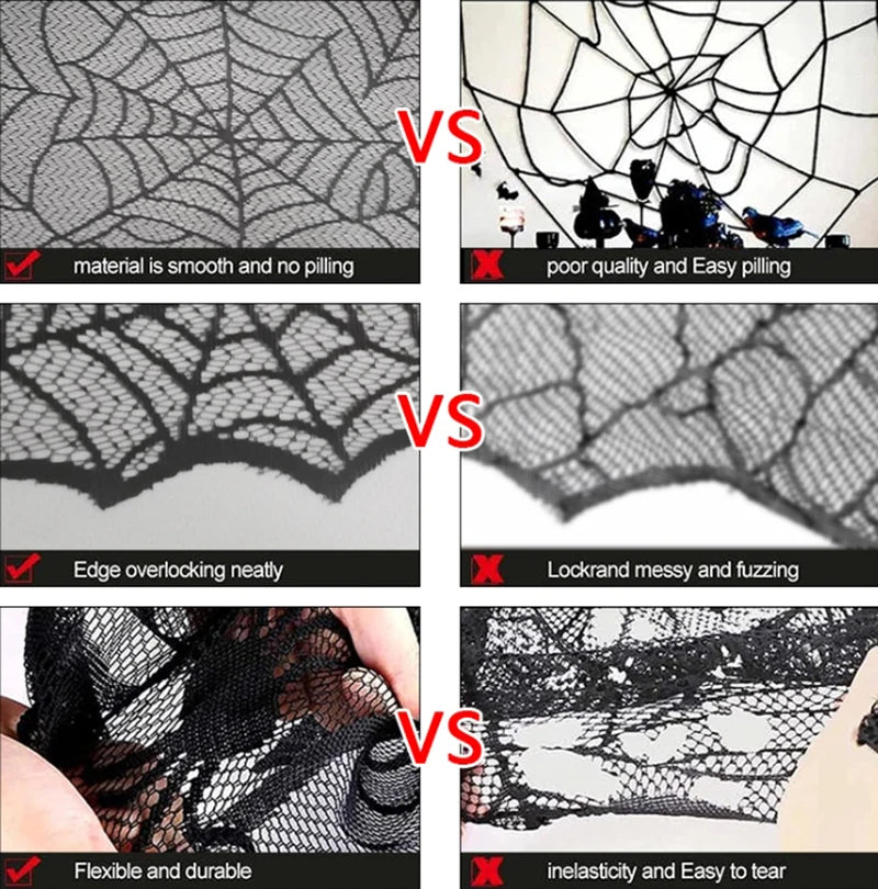 Halloween Tablecloth 30cm Black Spider Table Runner Decoration