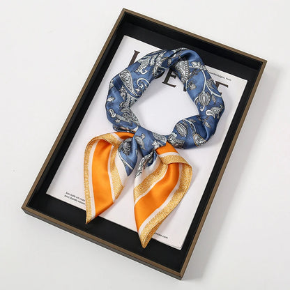 Silk Square Scarf 70x70cm Floral Satin Wrap for Women