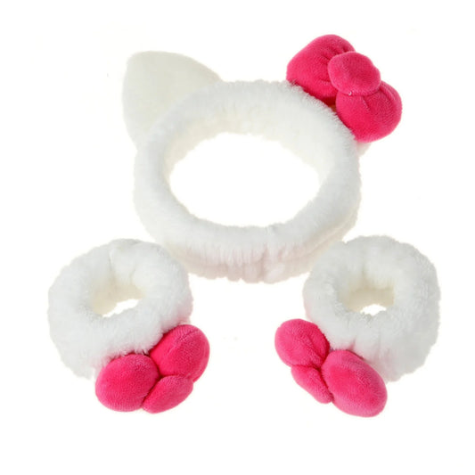 Hair Accessories Set with Fuzzy Cat Ear Headband & Scrunchies