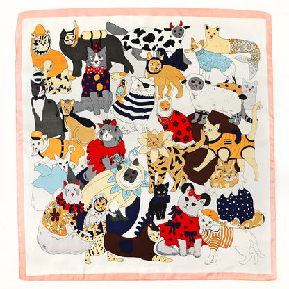 Women's Square Scarf, 70×70cm Printed Satin-Style Headscarf