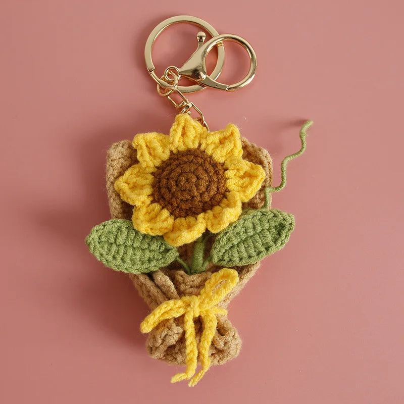 Flower Keychain Cute Crochet Floral Keyring for Bags and Gifts