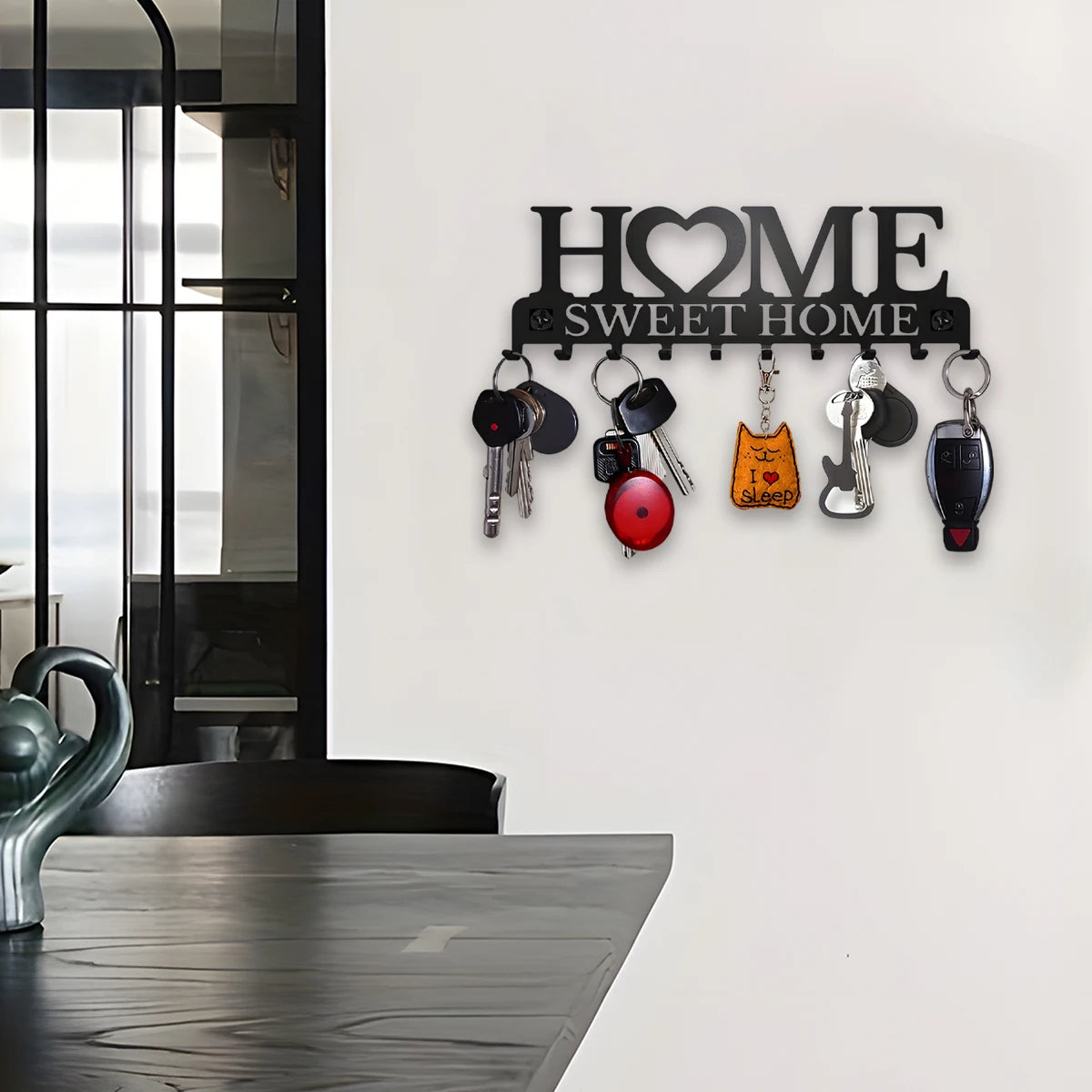 Wall Key Holder with 10 Hooks Metal Key Rack for Home
