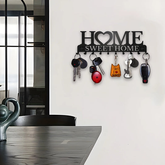 Wall Key Holder with 10 Hooks Metal Key Rack for Home