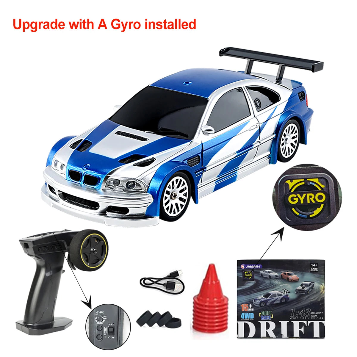 RC Drift Car 1:43 Scale 4WD Remote Control Racing Car RTR